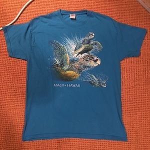 90s Vintage Maui Hawaii Turtle Light Blue T Shirt